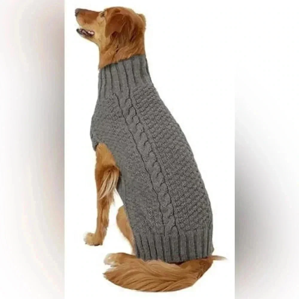 Chilly Dog 100% Wool Hand Knit Sweater Gray Size Medium